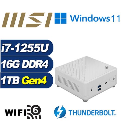 MSI 微星 (DIY)白龍泰坦W Cubi5 12M 迷你電腦(i7-1255U/16G/1TB M.2 PCIe SSD/Win11)