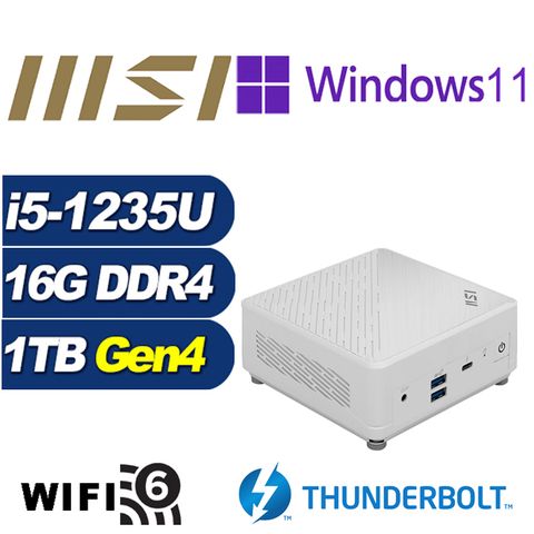 MSI 微星 (DIY)白龍中校P Cubi5 12M 迷你電腦(i5-1235U/16G/1TB M.2 PCIe SSD/Win11Pro)