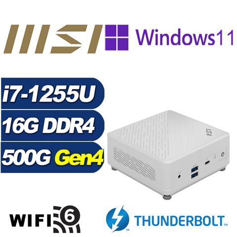 MSI 微星 (DIY)白龍巫師P Cubi5 12M 迷你電腦(i7-1255U/16G/500G M.2 PCIe SSD/Win11Pro)