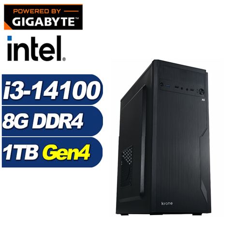 GIGABYTE 技嘉 (DIY)邊境劍豪(i3-14100/B760/8G/1TB M.2)