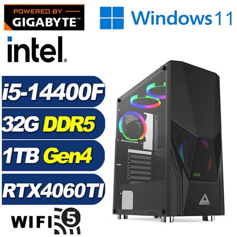 GeForce RTX 4060Ti 8G技嘉B760平台「沙場統領W」i5十核Win11獨顯電腦