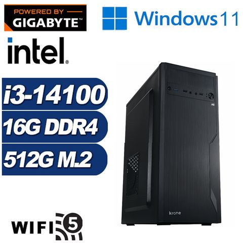 GIGABYTE 技嘉 (DIY)邊境影衛W(i3-14100/H610/16G/512G M.2/Win11)