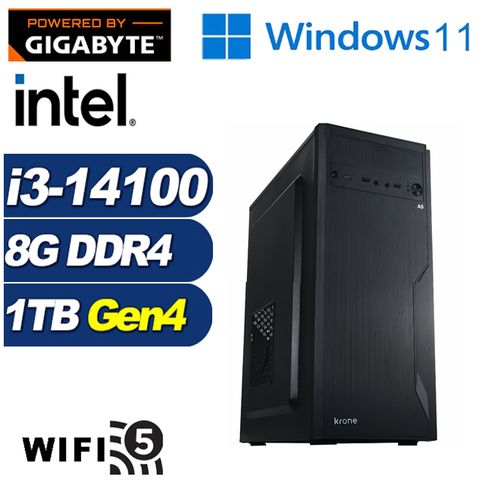 GIGABYTE 技嘉 (DIY)邊境劍豪W(i3-14100/B760/8G/1TB M.2/Win11)