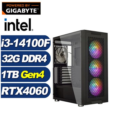 GIGABYTE 技嘉 (DIY)戰爭判官(i3-14100F/B760/32G/1TB M.2/RTX 4060)