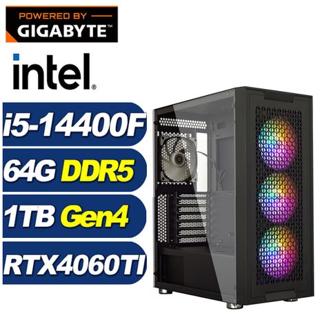 GIGABYTE 技嘉 (DIY)黑鳶劍神(i5-14400F/B760/64G/1TB M.2/RTX 4060TI)