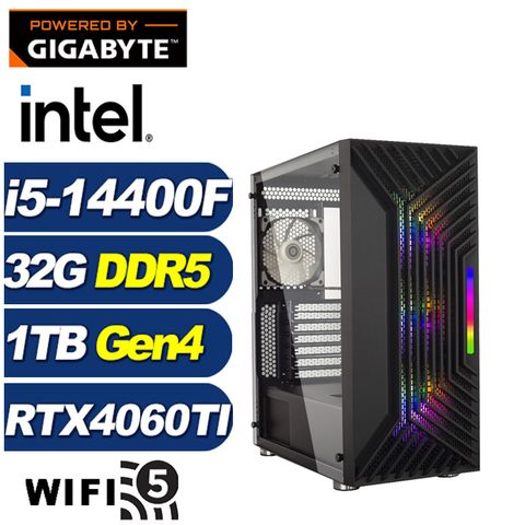 GIGABYTE 技嘉 (DIY)八荒皇神(i5-14400F/B760/32G/1TB M.2/RTX 4060TI)