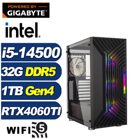 GIGABYTE 技嘉 (DIY)鍊金男爵(i5-14500/B760/32G/1TB M.2/RTX 4060TI)