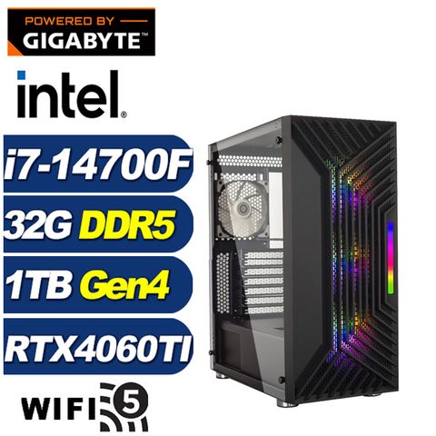 GIGABYTE 技嘉 (DIY)鍊金伯爵(i7-14700F/B760/32G/1TB M.2/RTX 4060TI)