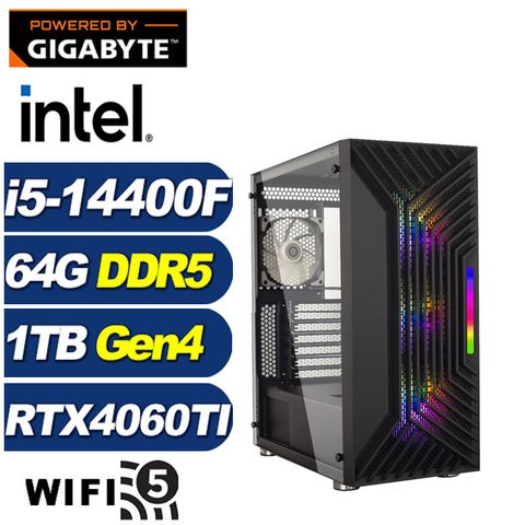 GIGABYTE 技嘉 (DIY)天地武神(i5-14400F/B760/64G/1TB M.2/RTX 4060TI)