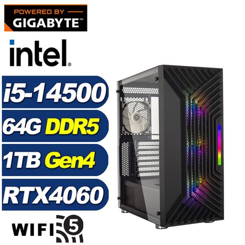 GIGABYTE 技嘉 (DIY)天地中校(i5-14500/B760/64G/1TB M.2/RTX 4060)