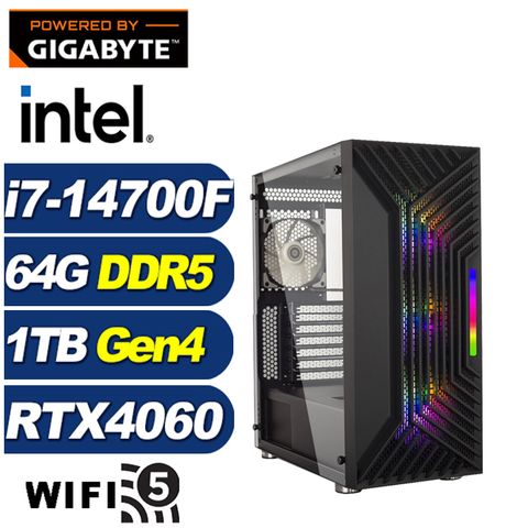 GIGABYTE 技嘉 (DIY)天地上校(i7-14700F/B760/64G/1TB M.2/RTX 4060)