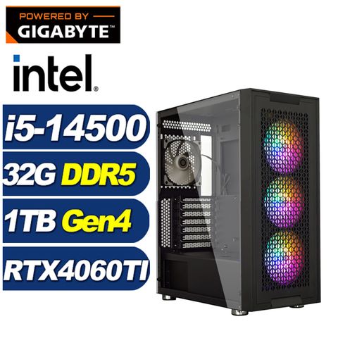 GIGABYTE 技嘉 (DIY)游龍英雄(i5-14500/B760/32G/1TB M.2/RTX 4060TI)