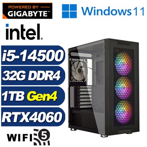 GIGABYTE 技嘉 (DIY)上古英雄W(i5-14500/B760/32G/1TB M.2/RTX 4060/Win11)