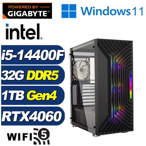 GIGABYTE 技嘉 (DIY)八荒古神W(i5-14400F/B760/32G/1TB M.2/RTX 4060/Win11)