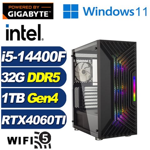 GIGABYTE 技嘉 (DIY)八荒皇神W(i5-14400F/B760/32G/1TB M.2/RTX 4060TI/Win11)