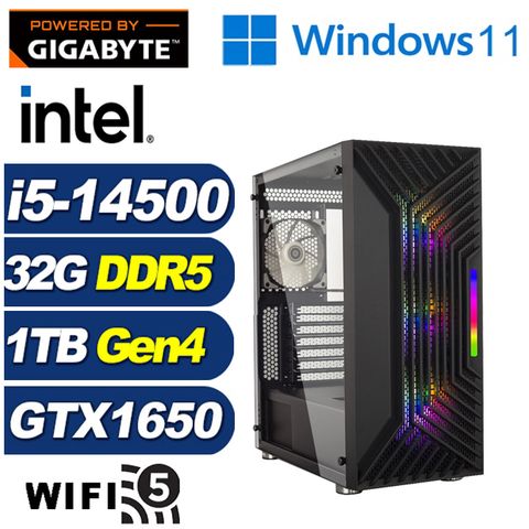 GeForce GTX 1650 4G技嘉B760平台「鍊金刺客W」i5十四核Win11獨顯電腦
