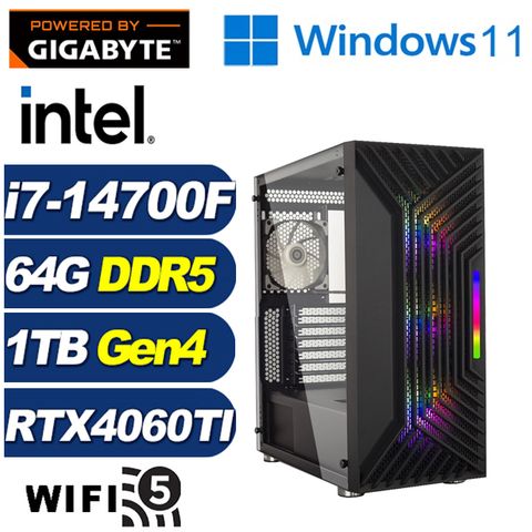 GIGABYTE 技嘉 (DIY)天地軍神W(i7-14700F/B760/64G/1TB M.2/RTX 4060TI/Win11)