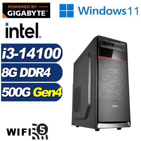 GIGABYTE 技嘉 (DIY)秘銀劍士W(i3-14100/B760/8G/500G M.2/Win11)