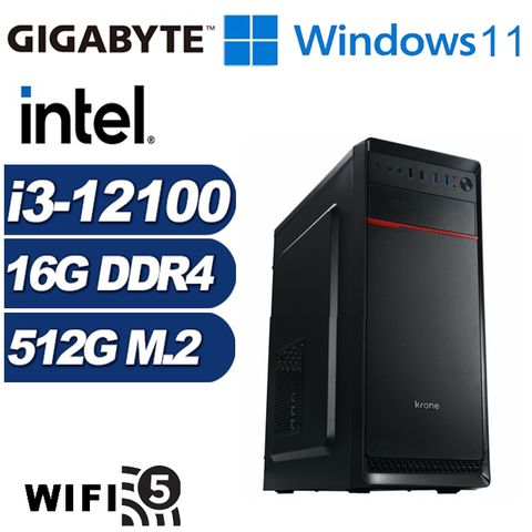 GIGABYTE 技嘉 (DIY)圓舞曲GN1FBW(i3-12100/H610/16G/512G M.2/Win11)