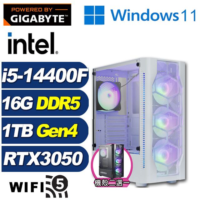 GIGABYTE 技嘉 (DIY)小夜曲GJ58CW(i5-14400F/B760/16G/1TB M.2/RTX 3050/Win11)