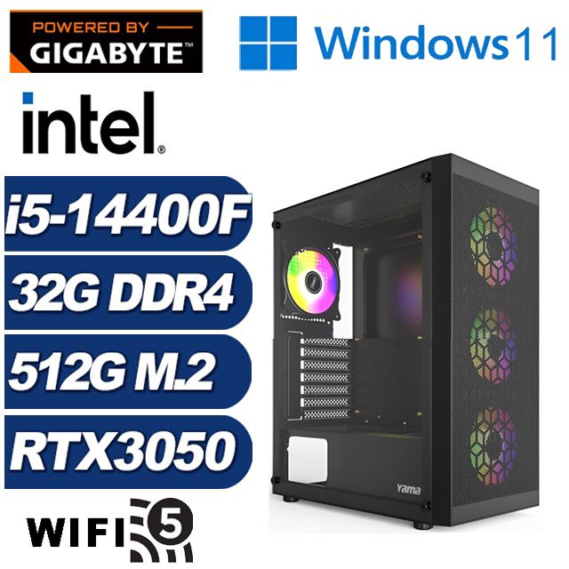 GIGABYTE 技嘉 (DIY)小夜曲GJ78BW(i5-14400F/H610/32G/512G M.2/RTX 3050/Win11)