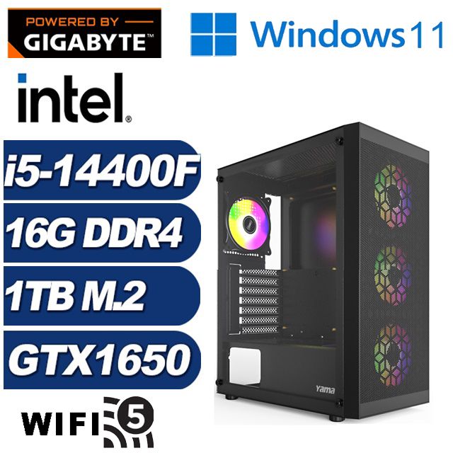 GIGABYTE 技嘉 (DIY)小夜曲GH71CW(i5-14400F/H610/16G/1TB M.2/GTX 1650/Win11)