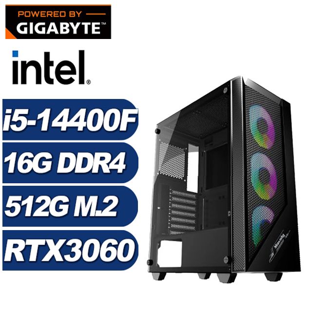 GIGABYTE 技嘉 (DIY)小夜曲GK88B(i5-14400F/H610/16G/512G M.2/RTX 3060)