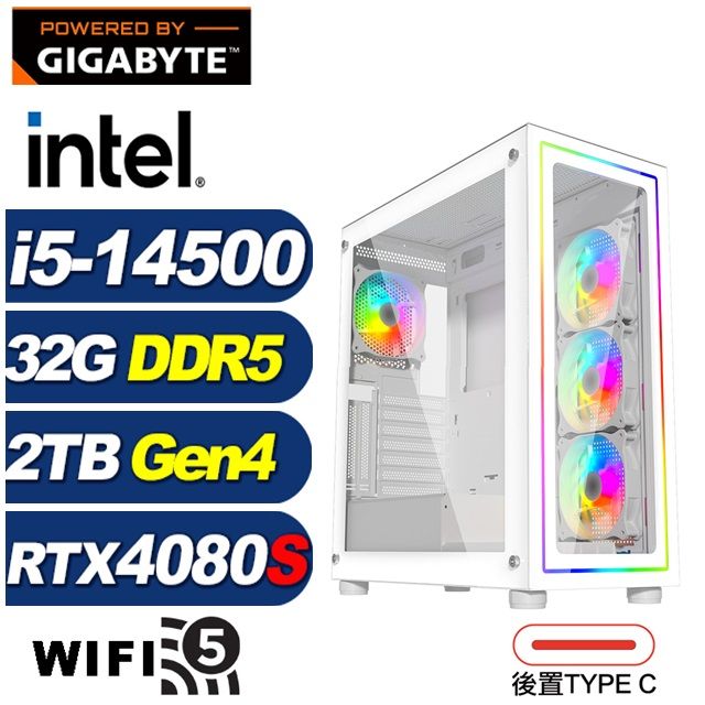 GIGABYTE 技嘉 (DIY)星戰將Q08D(i5-14500/B760/32G/2TB M.2/RTX 4080 SUPER)