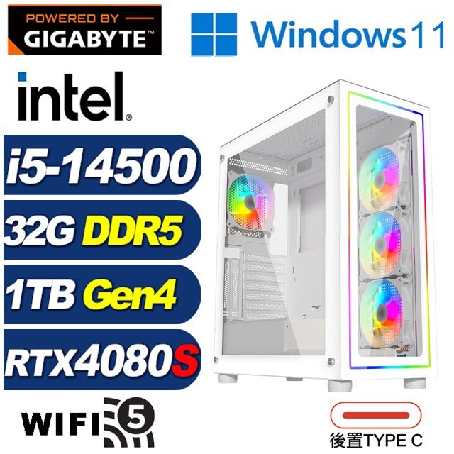 GIGABYTE 技嘉 (DIY)星戰將Q07CW(i5-14500/B760/32G/1TB M.2/RTX 4080 SUPER/Win11)