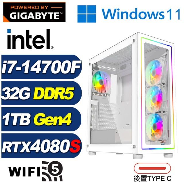 GIGABYTE 技嘉 (DIY)星戰將Q0BCW(i7-14700F/B760/32G/1TB M.2/RTX 4080 SUPER/Win11)