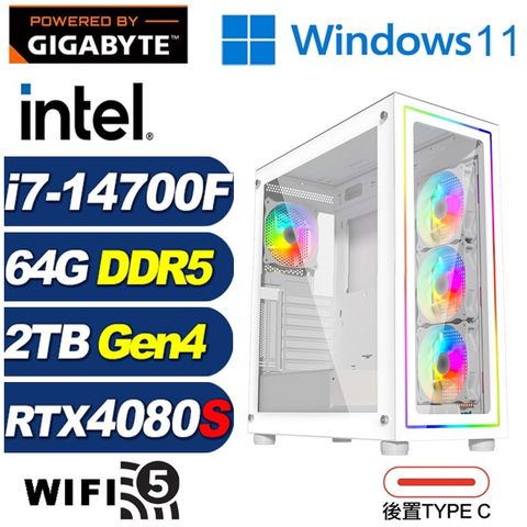 GIGABYTE 技嘉 (DIY)星戰將Q0EDW(i7-14700F/B760/64G/2TB M.2/RTX 4080 SUPER/Win11)