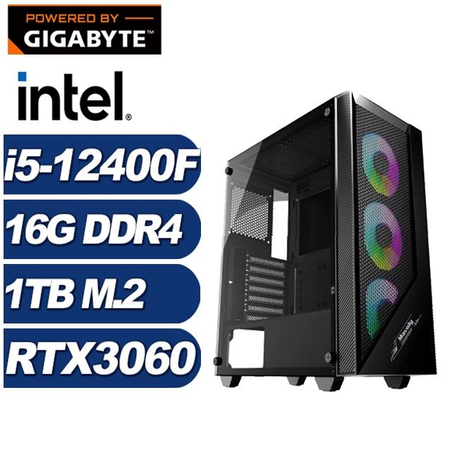 GIGABYTE 技嘉 (DIY)加農炮I11C(i5-12400F/H610/16G/1TB M.2/RTX 3060)