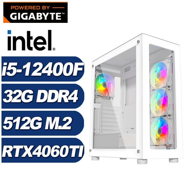 GIGABYTE 技嘉 (DIY)加農炮K1AB(i5-12400F/H610/32G/512G M.2/RTX 4060TI)