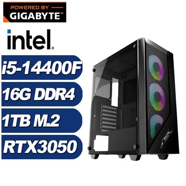 GIGABYTE 技嘉 (DIY)加農炮J21C(i5-14400F/H610/16G/1TB M.2/RTX 3050)