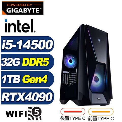 GIGABYTE 技嘉 (DIY)絢輝龍R4AC(i5-14500/Z790/32G/1TB M.2/RTX 4090)