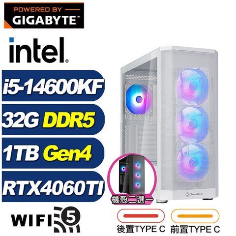 GIGABYTE 技嘉 (DIY)絢輝龍K5CC(i5-14600KF/Z790/32G/1TB M.2/RTX 4060TI)