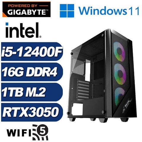 GIGABYTE 技嘉 (DIY)加農炮J0DCW(i5-12400F/H610/16G/1TB M.2/RTX 3050/Win11)