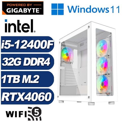 GIGABYTE 技嘉 (DIY)加農炮K17CW(i5-12400F/H610/32G/1TB M.2/RTX 4060/Win11)