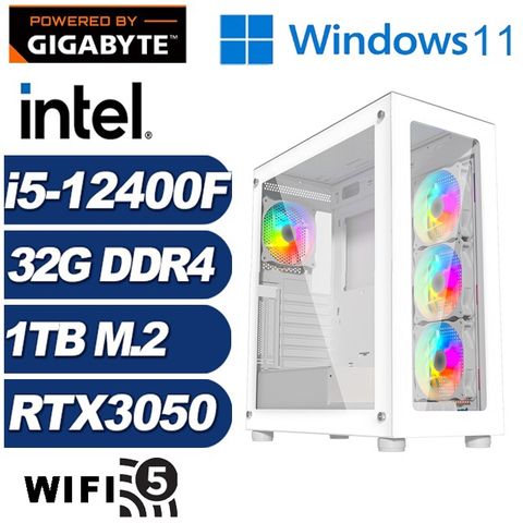 GIGABYTE 技嘉 (DIY)加農炮J0FCW(i5-12400F/H610/32G/1TB M.2/RTX 3050/Win11)