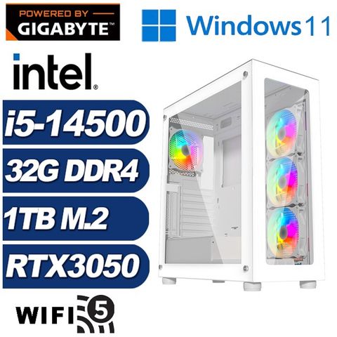 GIGABYTE 技嘉 (DIY)偃月刀J37CW(i5-14500/H610/32G/1TB M.2/RTX 3050/Win11)