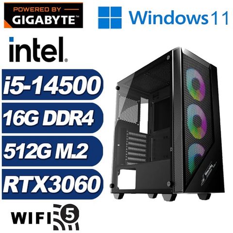 GIGABYTE 技嘉 (DIY)偃月刀I38BW(i5-14500/H610/16G/512G M.2/RTX 3060/Win11)