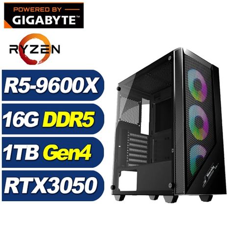 GIGABYTE 技嘉 (DIY)金銀斧J6DC(R5 9600X/A620/16G/1TB M.2/RTX 3050)