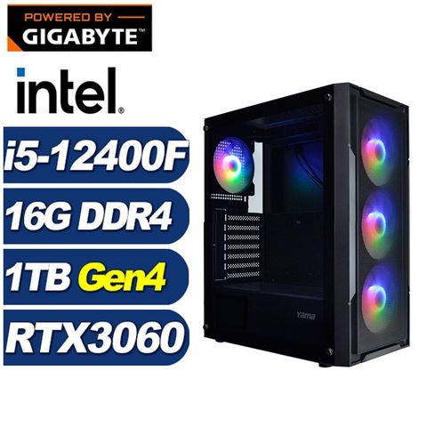 GIGABYTE 技嘉 (DIY)雪原狼I0BC(i5-12400F/B760/16G/1TB M.2/RTX 3060)