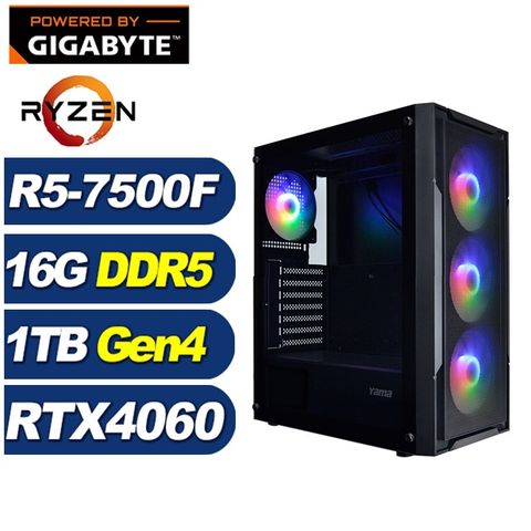 GIGABYTE 技嘉 (DIY)暗星雲K2FC(R5-7500F/A620/16G/1TB M.2/RTX 4060)