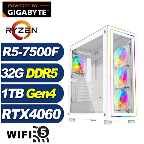 GIGABYTE 技嘉 (DIY)暗星雲K33C(R5-7500F/B650/32G/1TB M.2/RTX 4060)