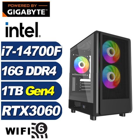 GIGABYTE 技嘉 (DIY)刻瑞斯I23C(i7-14700F/B760/16G/1TB M.2/RTX 3060)