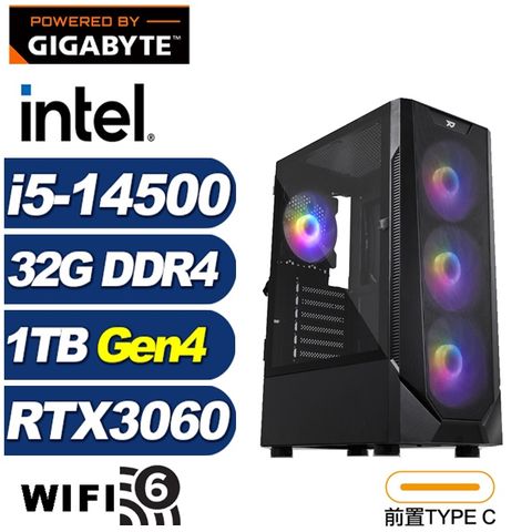 GIGABYTE 技嘉 (DIY)刻瑞斯I21C(i5-14500/B760/32G/1TB M.2/RTX 3060)