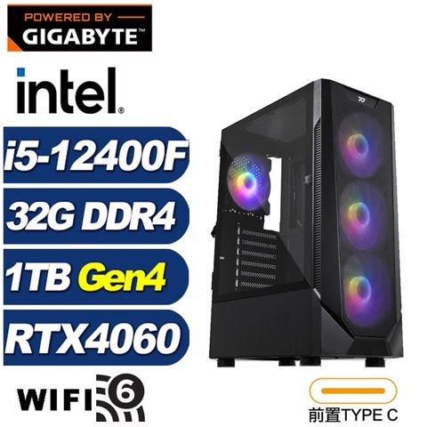 GIGABYTE 技嘉 (DIY)刻瑞斯K27C(i5-12400F/B760/32G/1TB M.2/RTX 4060)