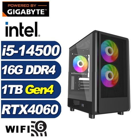 GIGABYTE 技嘉 (DIY)刻瑞斯K2CC(i5-14500/B760/16G/1TB M.2/RTX 4060)