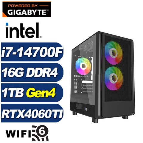 GIGABYTE 技嘉 (DIY)維斯塔K3BC(i7-14700F/B760/16G/1TB M.2/RTX 4060TI)